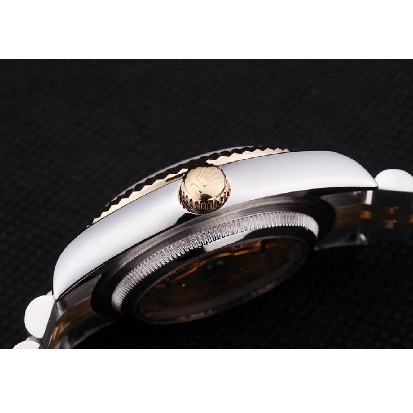 Aaa replica Datejust Ribbed 7450 Dial Rolex Bezel Gold 0820